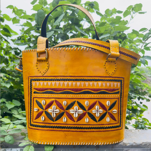 Yellow tote bohemian bag